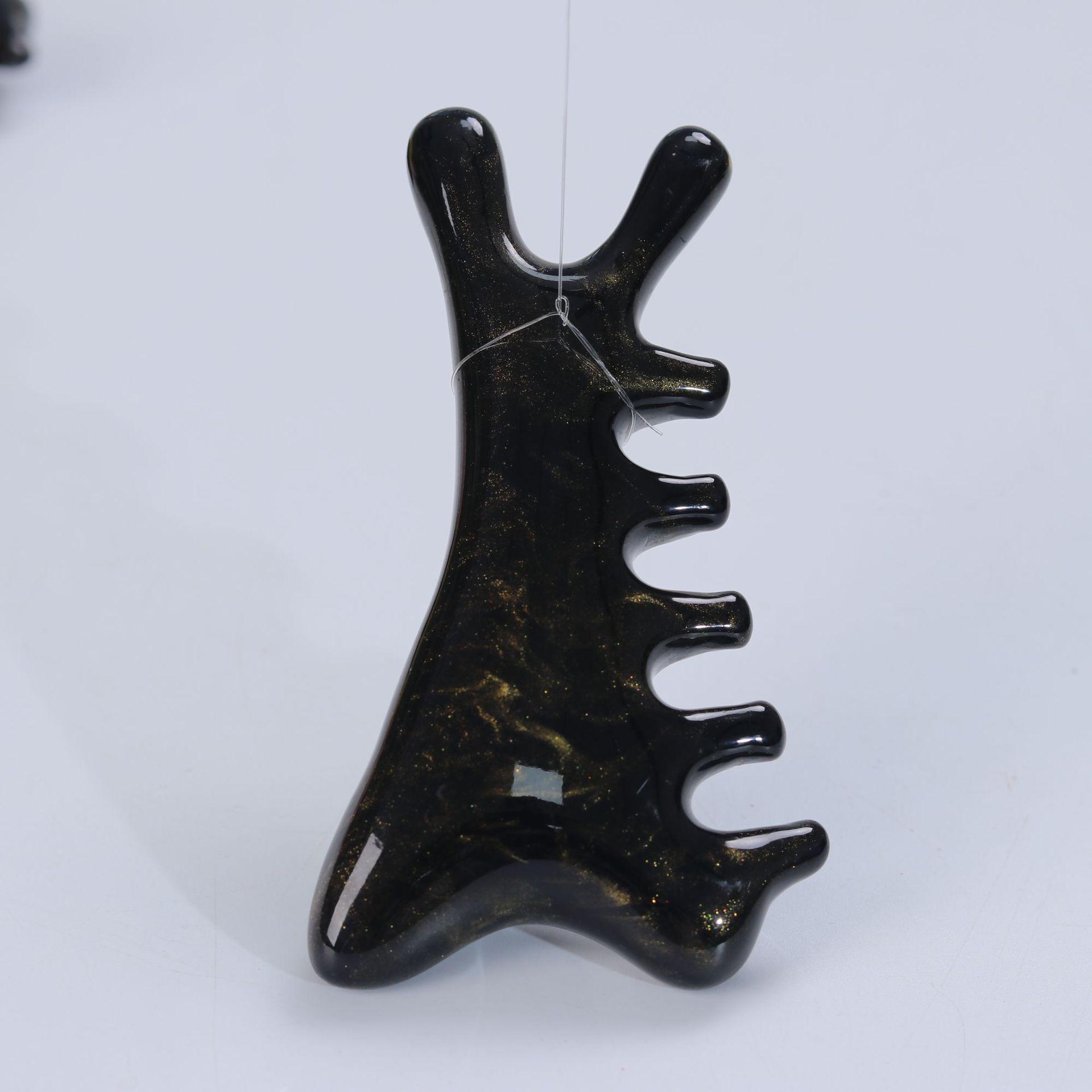 

Сандаловая Смола 4-в-1 Массажная Расческа Гуаша для Меридианной Терапии Головы и Лица чёрный