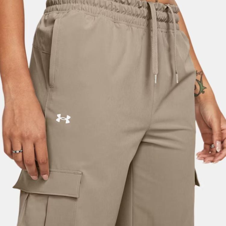 Under Armour Armoursport Pevné Volné Stahovací Široké Pletené Sportovní Kalhoty Dámské spodní díly Světle hnědá 1382696-203
