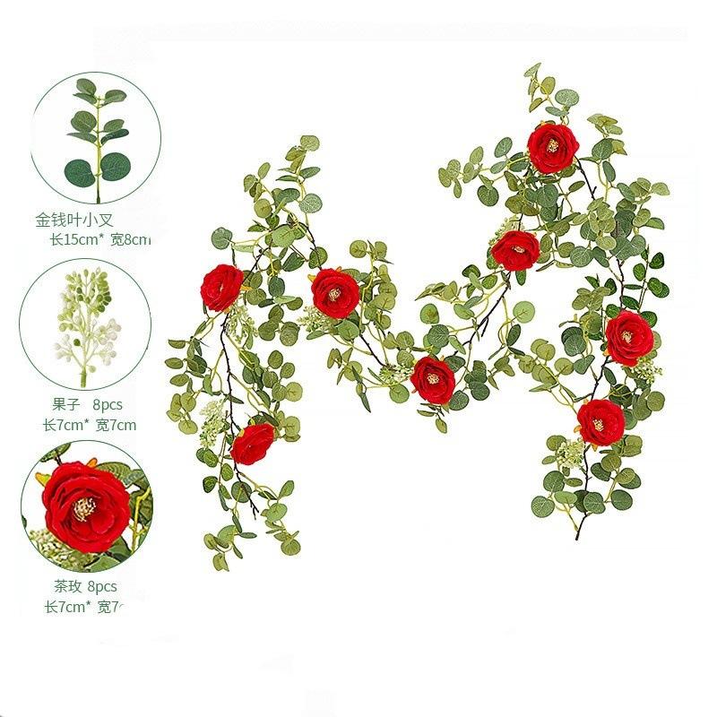Simulated Money Leaf Rattan Rose Rattan Wedding Home Green Artificial Simulation Plant Wreath Simulation Rattan