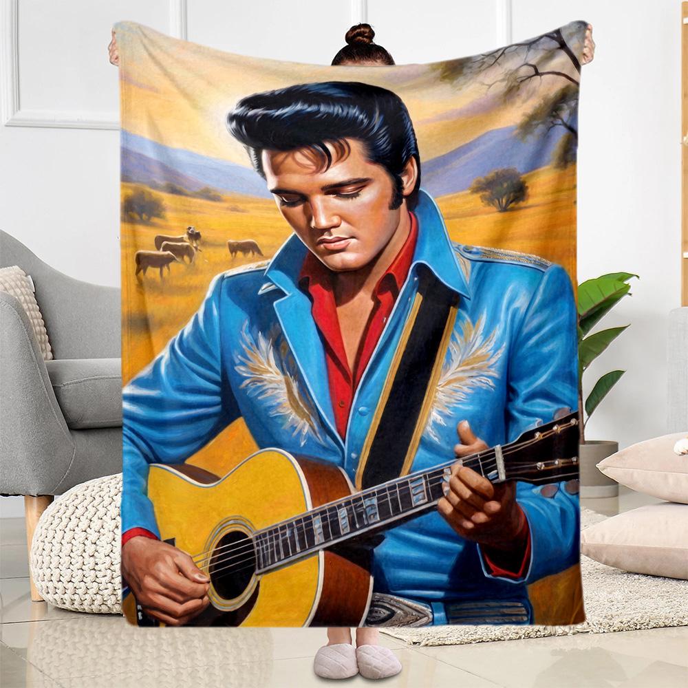 Rock Roll Legend Elvis Presley Blanket Soft Warm Cozy Suitable for Bed Picnics Chair Four Seasons Multipurpose Modern Style