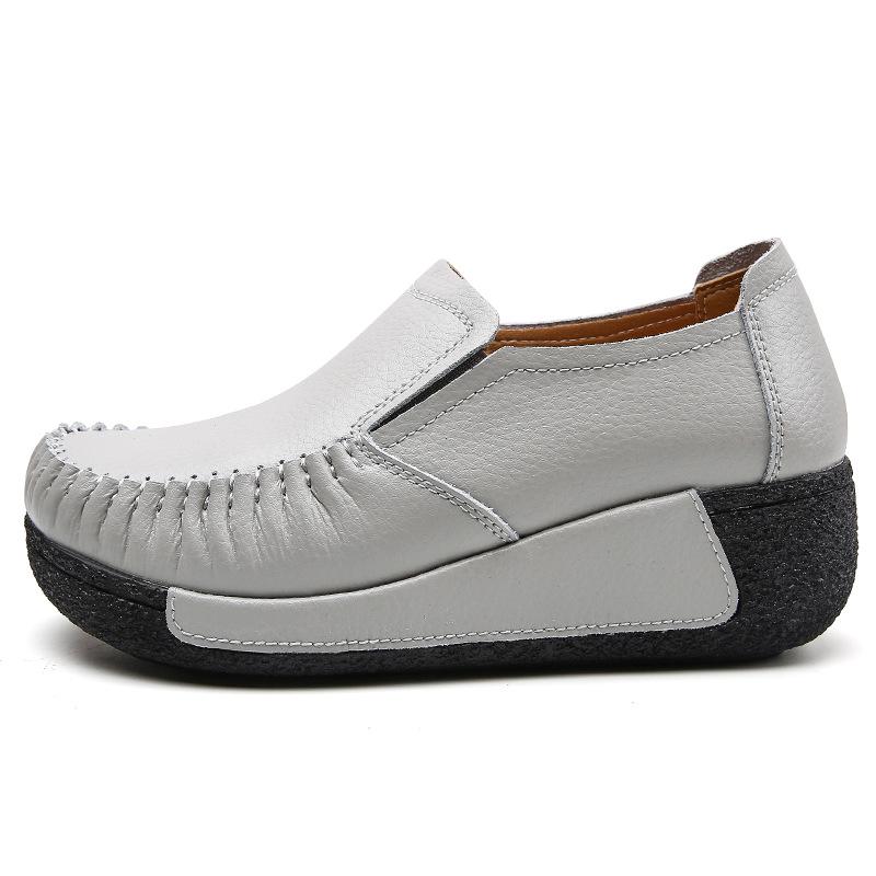 Letnie puste damskie skórzane oddychające buty typu swing Platformowe buty robocze pielęgniarki