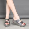 Dámské neformální sandály Slingback s třpytkami PU klín platforma Vintage pohodlné sandály pro ženy jaro léto klínové pantofle