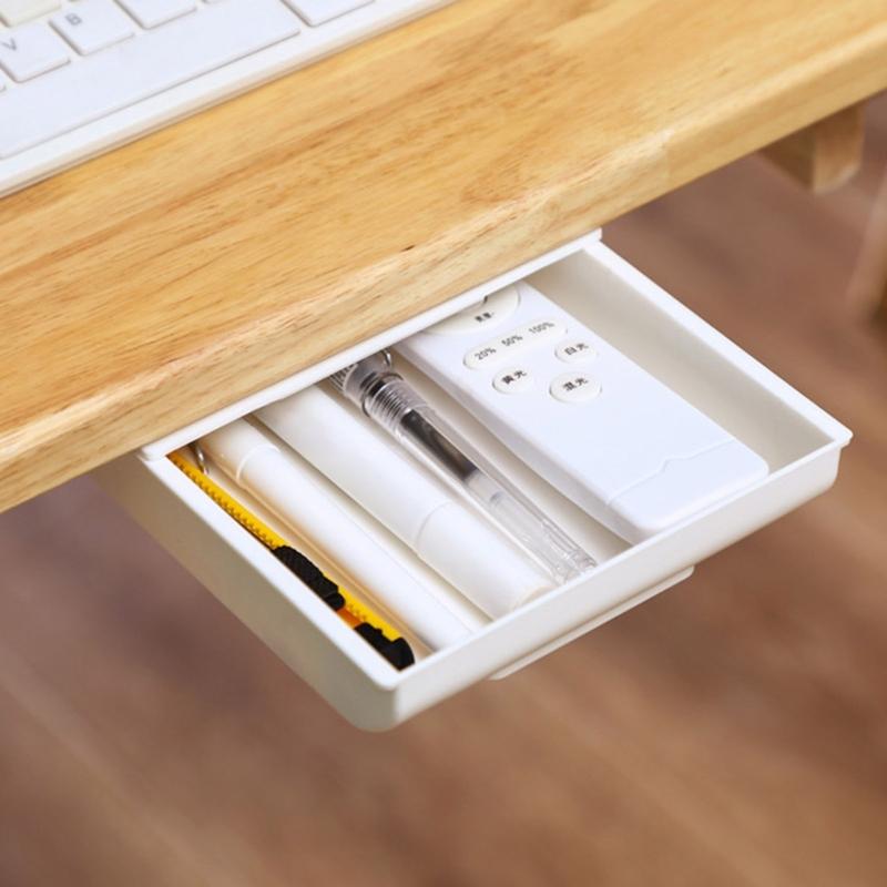 Space Saving Adhesive Mounted Organizers Drawer Under Table Surfaces For Mess Release Workspaces