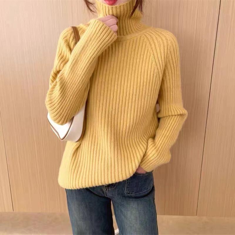 Lazy Wind Soft Waxy Loose Turtleneck Pullover Women's Autumn and Winter New Thin Versatile Knitted Bottoming Shirt Top
