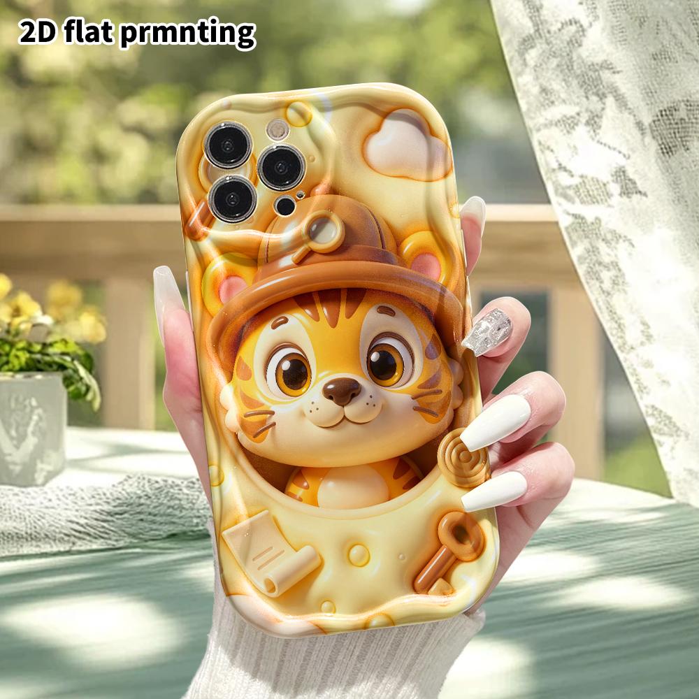 Phone Case: 2D flat design suitable for iPhone 18 17 16 15 14 13 Pro protective case, Detective Little Tiger, perfect Christmas and Halloween holiday