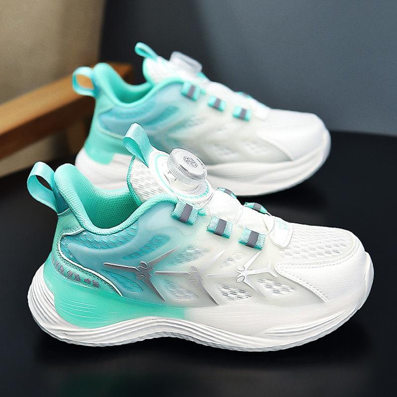 Boys' Shoes Summer Mesh Breathable 2025 New Children's Sports Single Mesh Shoes Medium and Older Children's Soft Sole Rotating Button