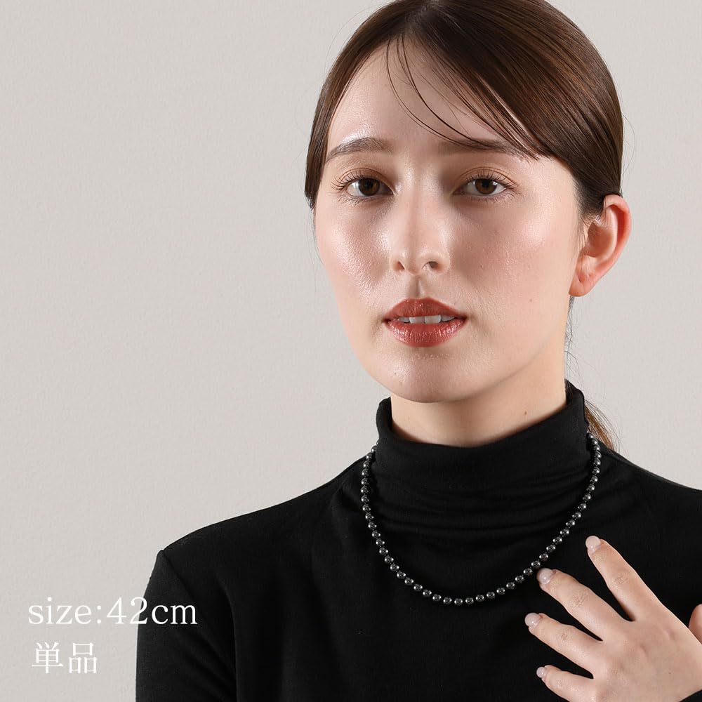 Pearl Long Necklace Grand Premium Pearl Necklace for Women 42cm 6mm Gray X Silver [VOTRE COUTURE]