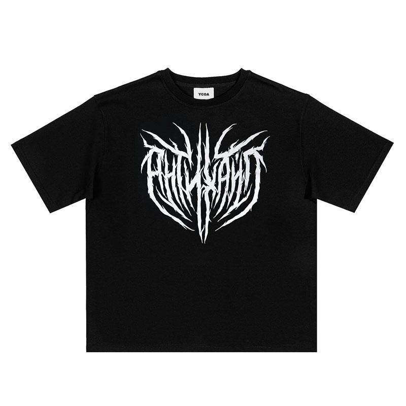 

Men TShirt Cotton Black Gothic Hip Hop Graphic Short Sleeve Tops Tees Oversized Korean Fashion Y2k Streetwear Vintage Clothing 4XL