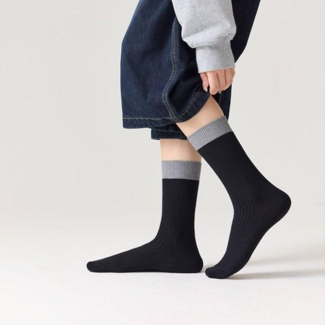 

Женские осенне-зимние носки в стиле ретро, подходящие ко всему, не до колена, махровые хлопковые носки 1 pair темно-синий