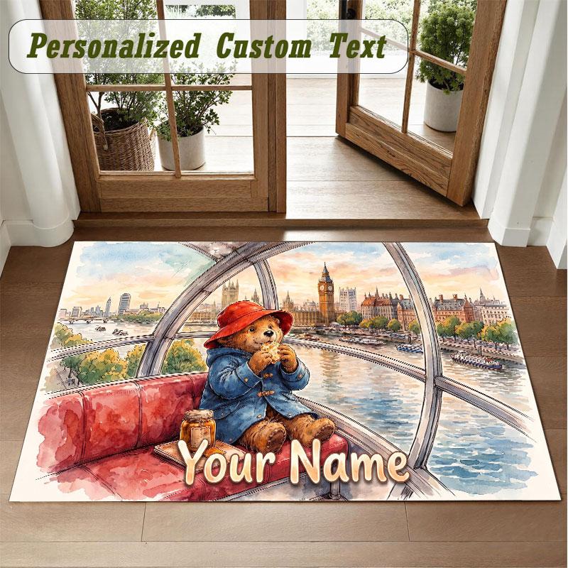 Crystal Velvet Square Rug Custom NamePaddington Pattern Non Slip Home Floor Decor Rug