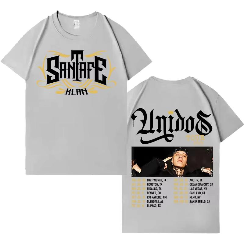 Rapper Santa Fe Klan Unidos Tour T-Shirt Herren Harajuku Lässige Mode Rundhals Kurzarm Oberteile 2026 Sommer Popmusik Streetwear