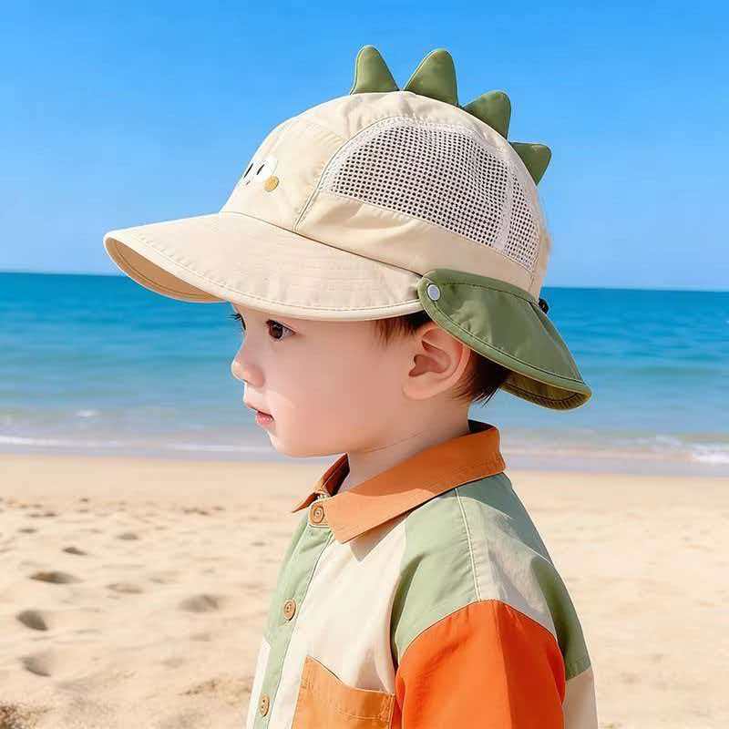 Baby Hats, Summer Sun Hats, Thin Bucket Hats, Boys Large-brimmed Shawls, Sun Protection бежевый