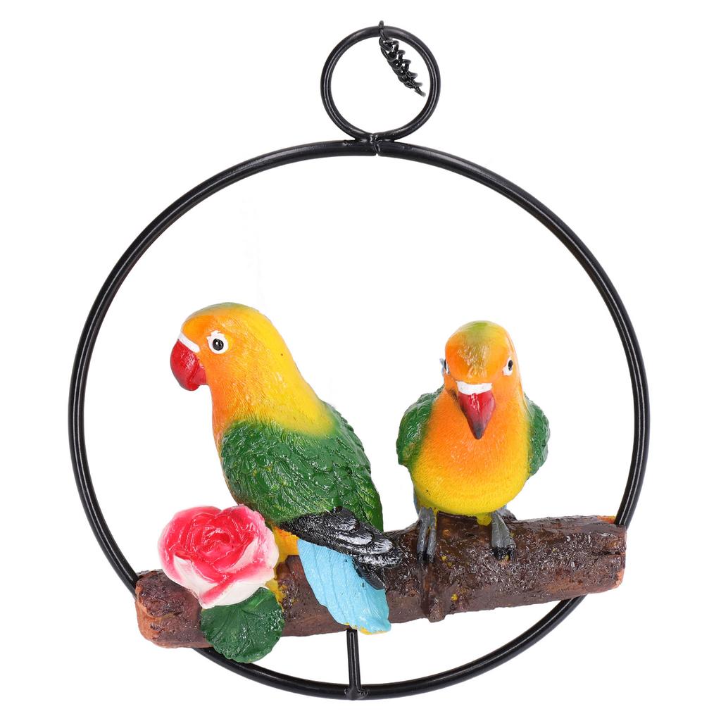 Hängende Papageien-Skulptur Hängende Ringstatue für Terrasse Rasen Haus- und Gartendekor