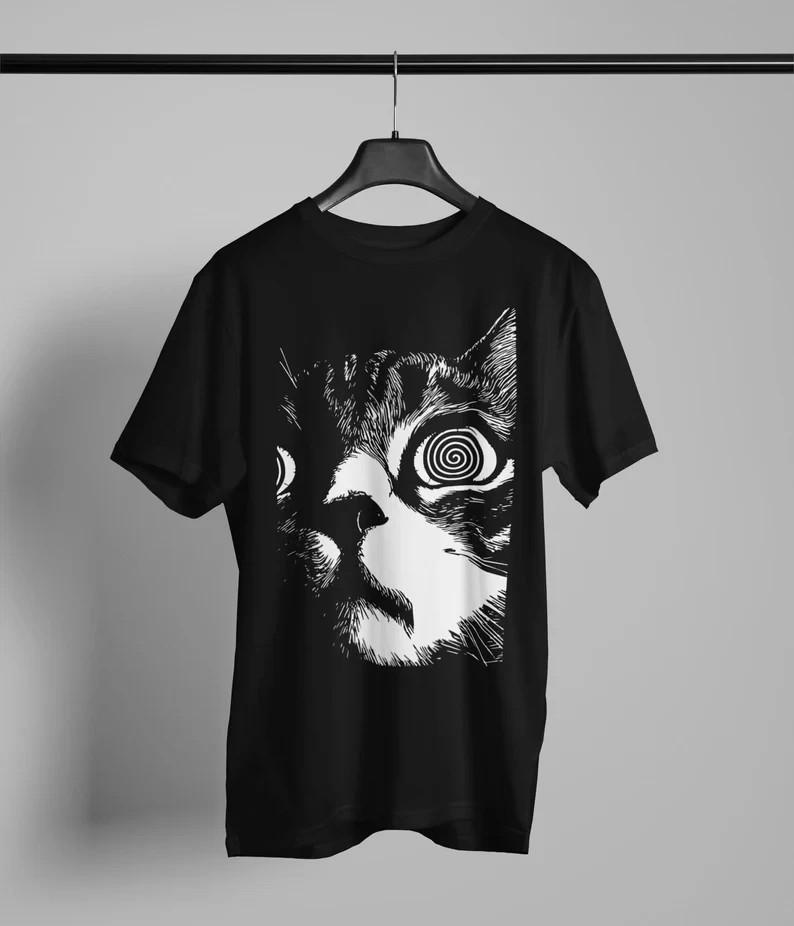 Psychedelic Cat T-Shirt, Cat Shirt, Gothic Alt Clothing, Dark Aesthetic Fashion,