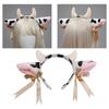 Cow Ears Horns Headband Bowknot Ribbon Bells Headwear Elastic Hair Hoop for Party Animal Cosplay Costume Accessories