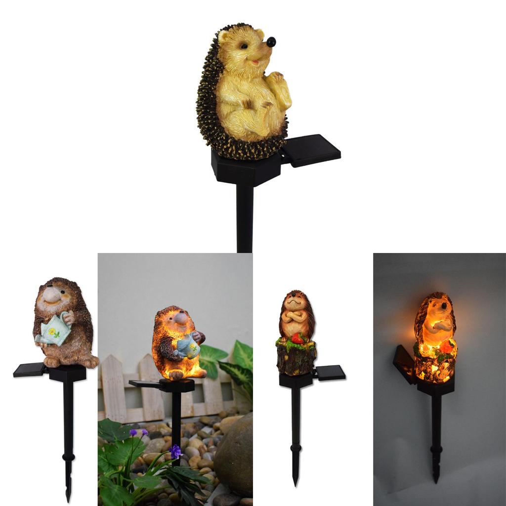 Solar Garden Led Hedgehog Figurine Lamp With Waterproof For Landscape Decoration