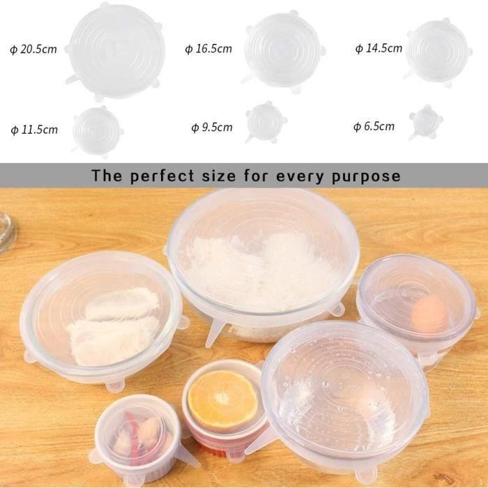 Couvercle Silicone Alimentaire, SenPuSi 6Pcs Réutilisable Couvercles, Couvercles Extensible en Silicone Hangable Cuisine 177
