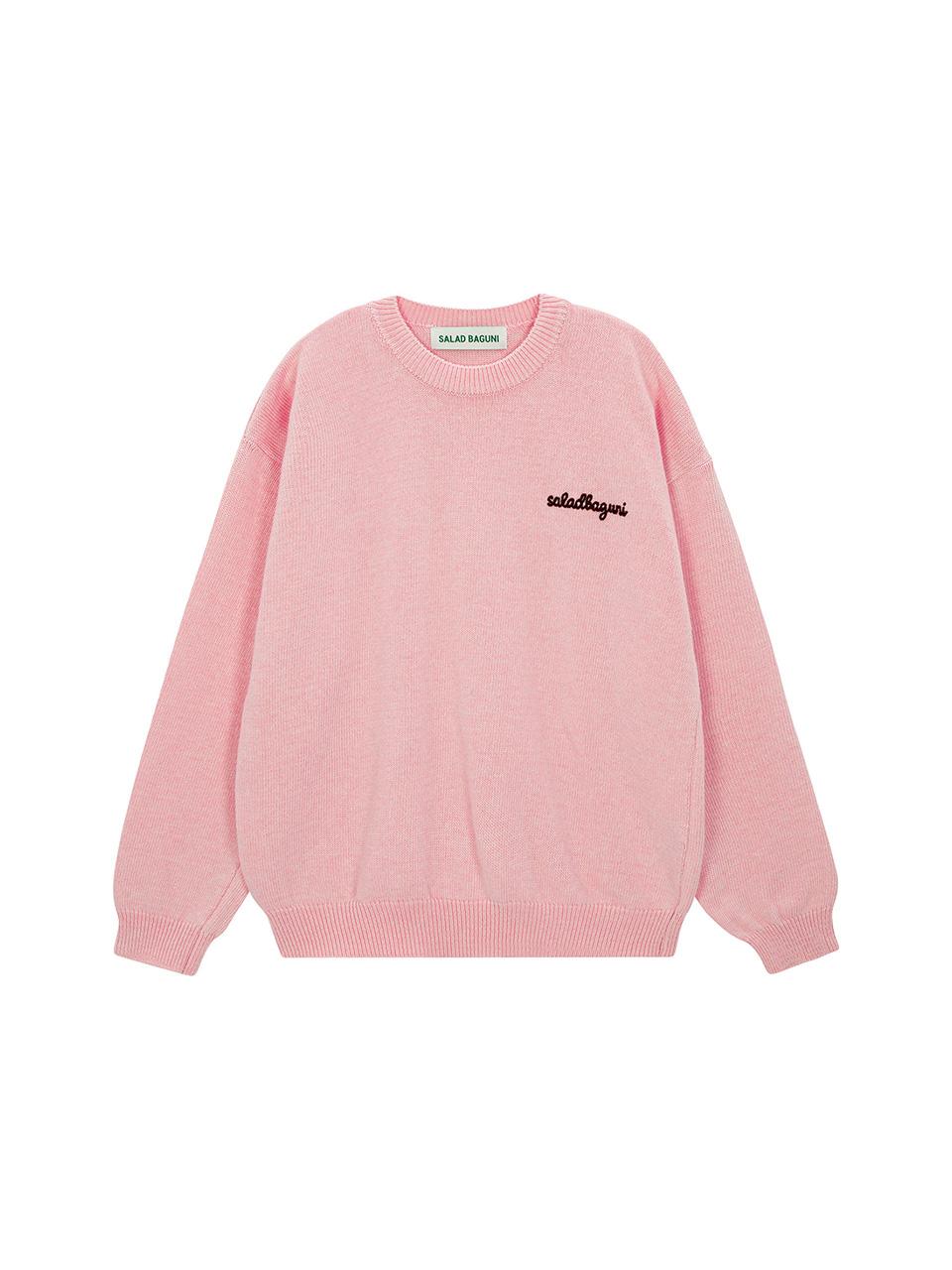 Salad Basket Lettering Semi-Over Pullover_Pale Pink