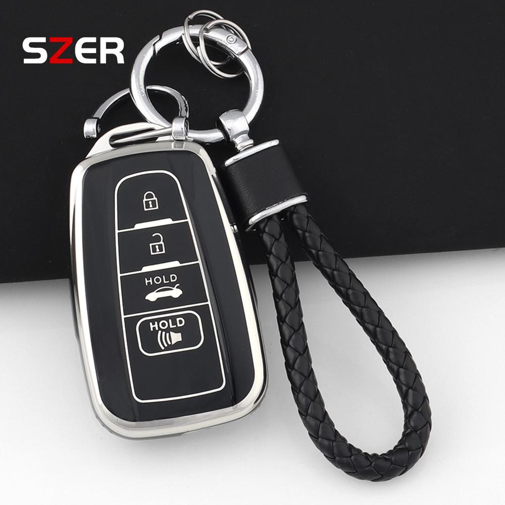 4 Button Tpu Car Key Case Cover For Toyota Prius Camry Corolla Chr C-Hr Rav4 Land Cruiser Prado Protected Keychain Accessories
