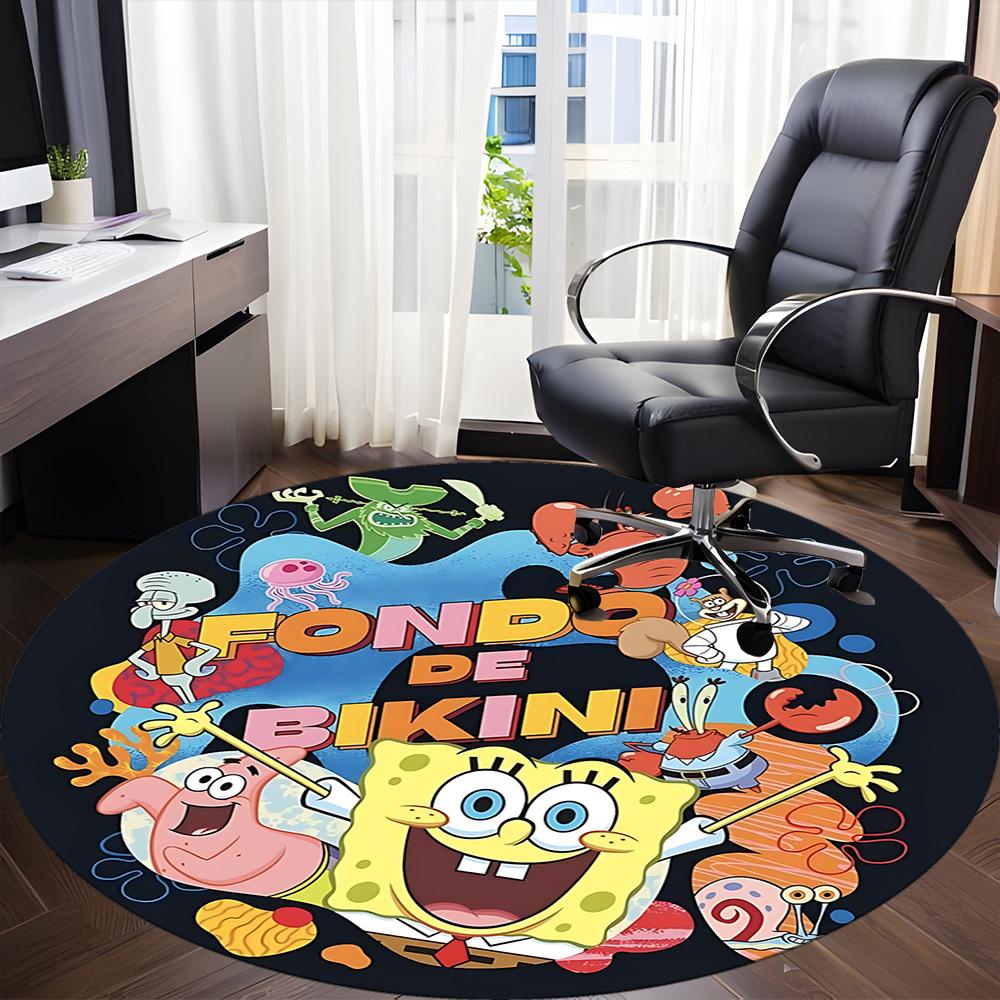 Spongebob Office Round Area Rug, Under Office Chairs Bedroom Living Room Home Decor A1022240