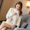 Autumn and Winter Clothing Fluffy Beaded Imitation Fur Jacket New Slim-fit Round Neck Lady Top Women's Coats