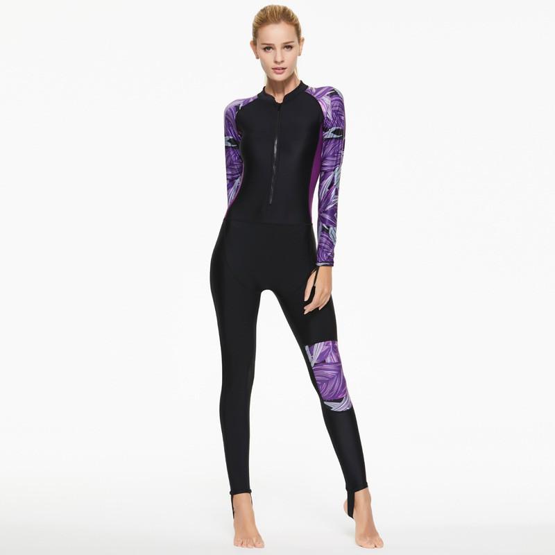 Womens Full Body Wetsuit Snorkeling Diving Surfing Swimming Quick Dry Nylon Rash Guard UV Protection