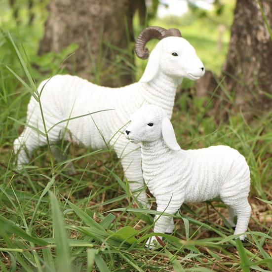 Harz Lamm Figur Kleine Schaf Familie Statue Rustikale Bauernhaus Tier Skulptur für Feengarten Hof Terrasse Landschaftsgestaltung Dekor