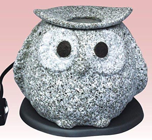 Tokoname Ware Tea Censer: Electric Tea Censer (with ceramic plate, 100V 40W power supply) Yamabo Kiln Stone Owl Design, Multi-purpose, Size: 13 x