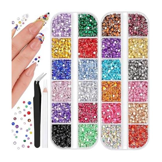 Nail Stone 24 Color Set Rhinestone Milky Stone 2/3mm Glitter Deco Stone Nail Parts Deco Parts Fan Deco Handmade Resin Gel Nail Color Hologram