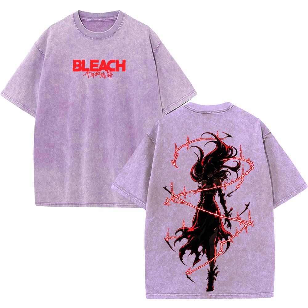BLEACH Anime Orihime Inoue T-shirt Fashion Vintage Washed Oversized T Shirt Men Women Clothing Short Sleeve 100% Cotton Tee Top