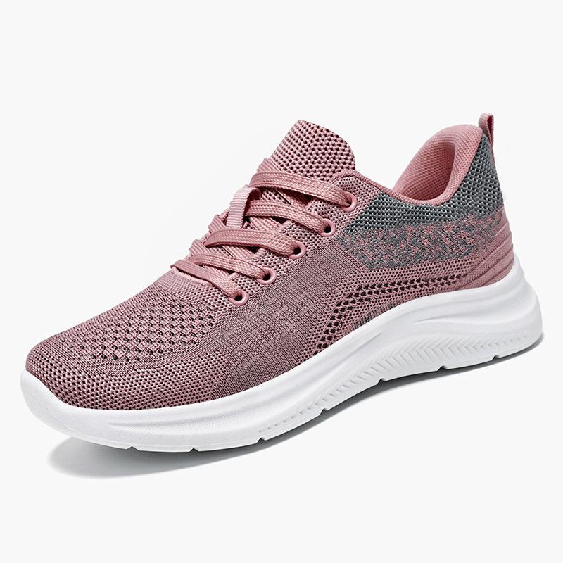 Jinshiyuanshu Shoes Women's Shoes Shallow Mouth Sneakers Flying Weaving Breathable Mesh Shoes Running Shoes Comfortable Women's Single Shoes