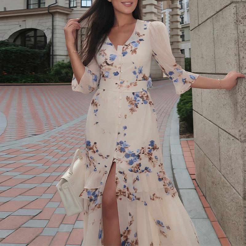 Spring 2026 new women s clothing, French retro floral fungus edge suspender dress S белый