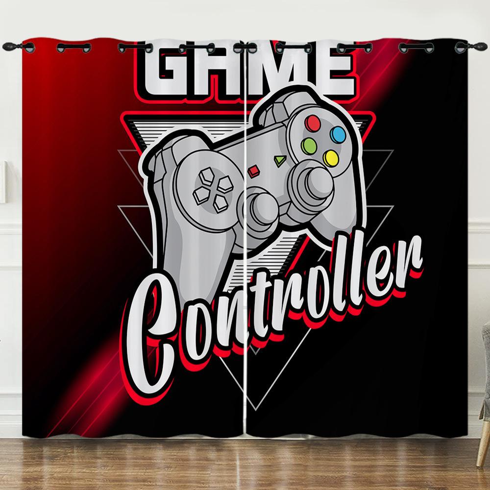 Gamepad Mobile Game Elements 3D Digital Printing Curtain Blackout Punching To Map 2pcs*97cm*114cm*2