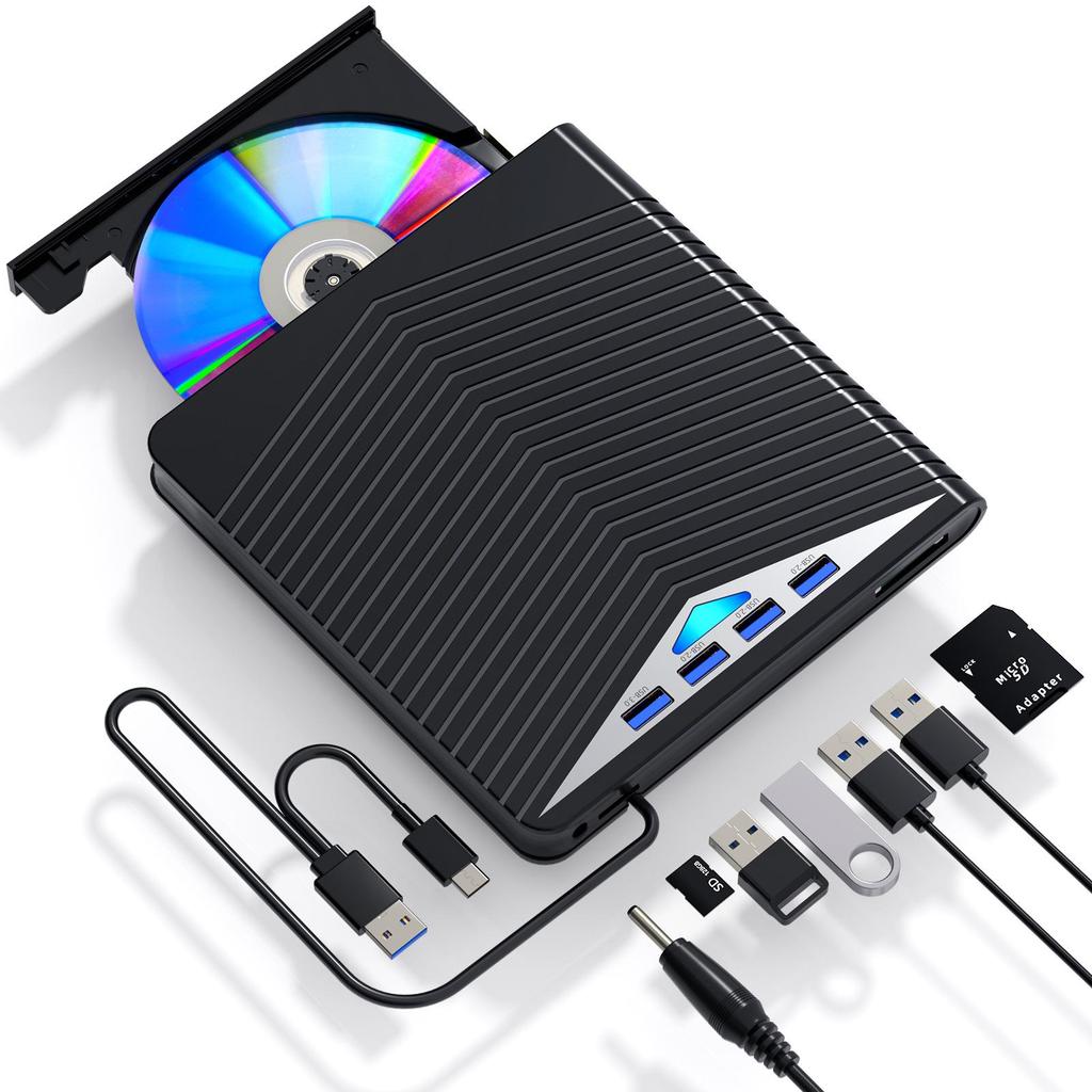 High-Speed Multi-Function Blu-ray USB/Type-C External DVD Burner for Laptops, Mobiles, and Desktops