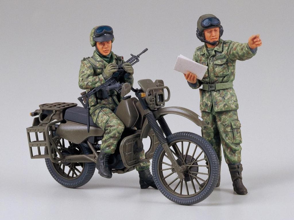 Tamiya Military Miniature Series 245 Japan Ground Force Motorcycle Reconnaissance Set Plastic Model 35245 1/35 No. Self-Defense
