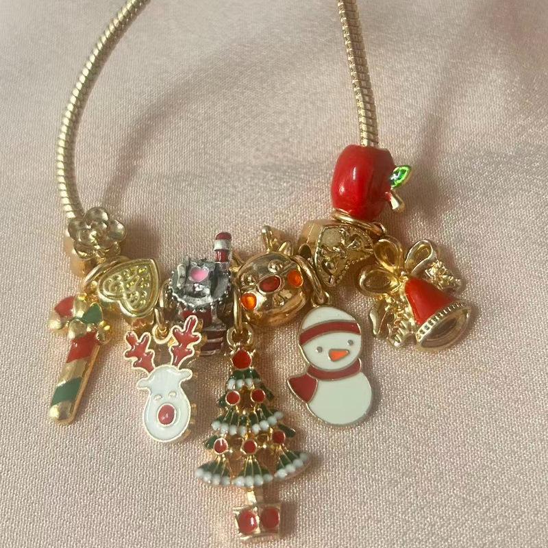 New European and American Cross-Border Pandora-Style Beaded Christmas Bracelet