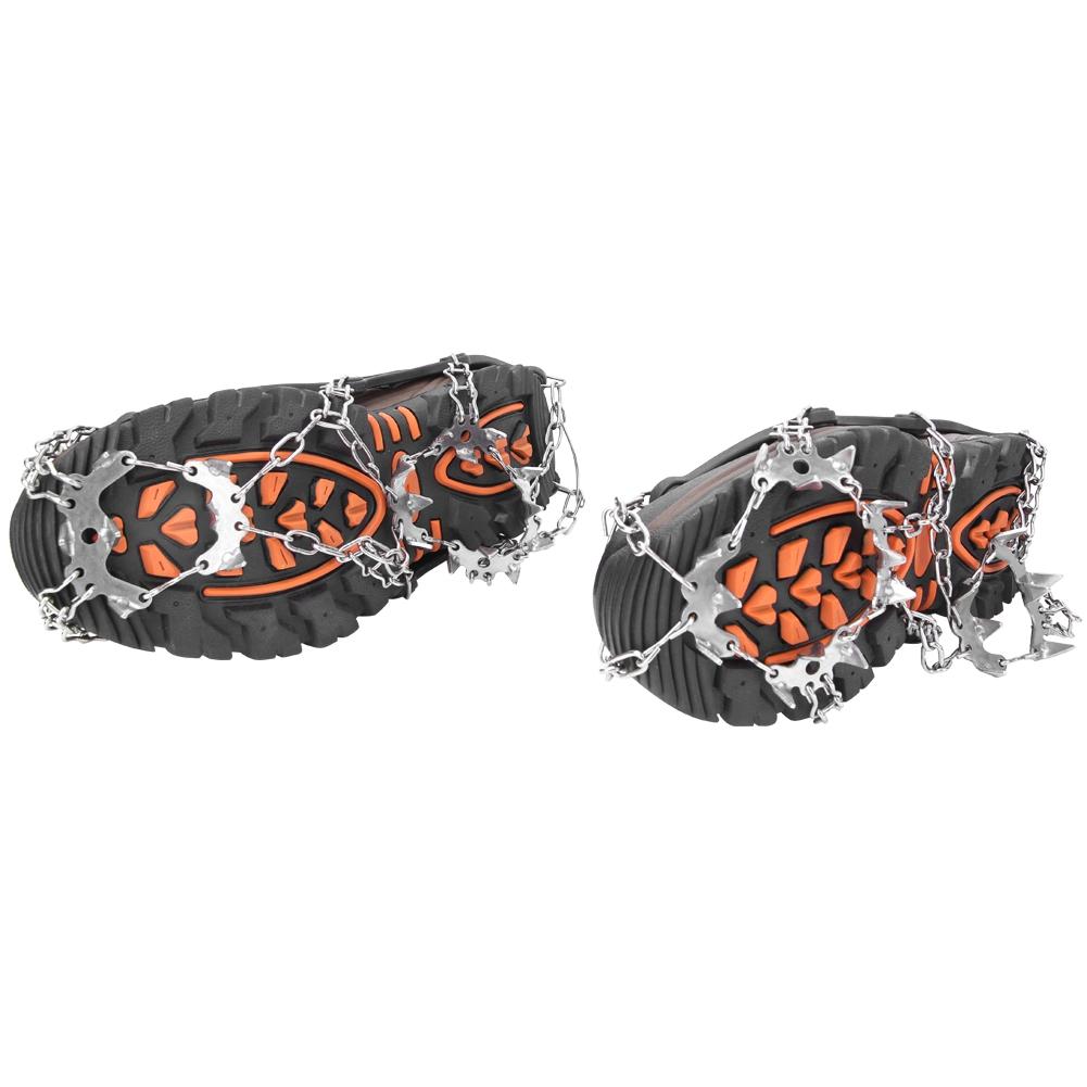 A Pair 19 Teeth Outdoor Climbing Ice Crampons Stainless Steel Welding Anti-Slip Shoe Snow Grips Spikes Cleats(XL 19 Teeth)