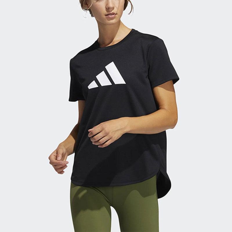 Adidas T Shirts Women's Black Crew Neck Moderate Straight Fit GQ9422