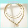 Elegant Three Layered Fashion Necklace For Women With Geometric Design In Alloy
