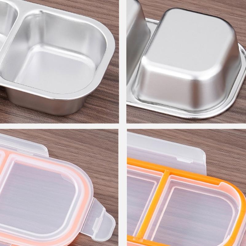2 Pack Divided Meal Preps Container With Secures Lid Odor Resistant Dishwasher Safe Steel Snacks Box Lunch Organizers