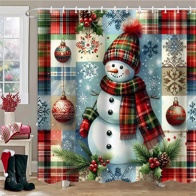 

Christmas Tree Snowman Santa Claus Bathing Curtain Bathroom Shower Curtain With 12 Hooks bathroom home decor and accessories 180x180cm curtain