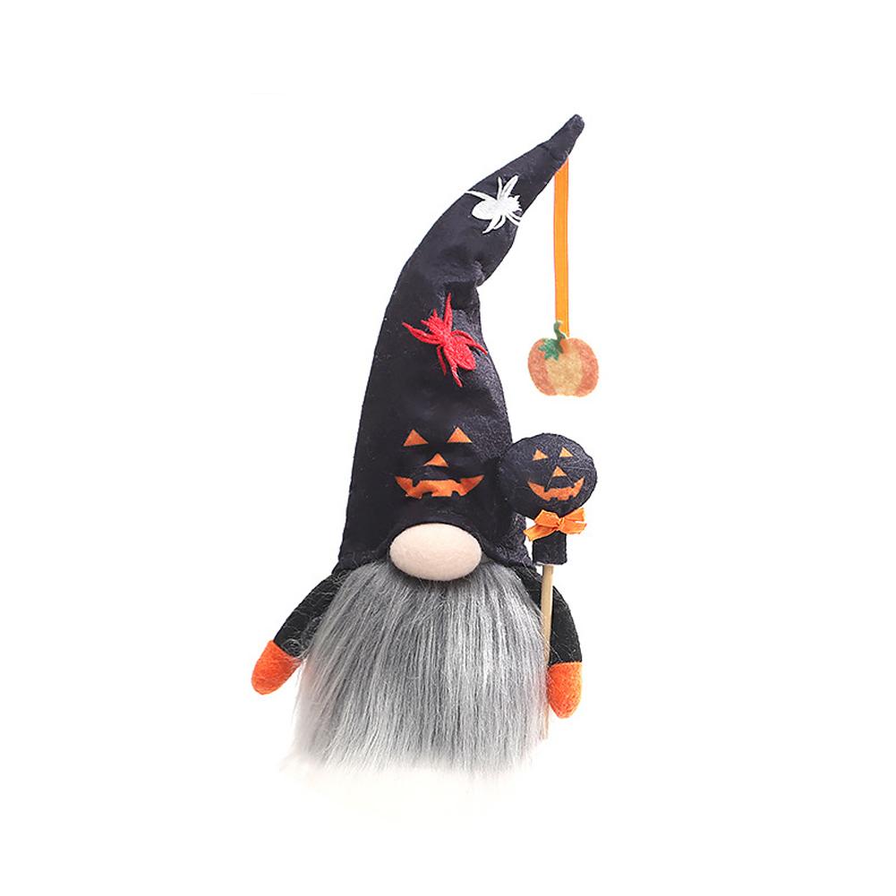 Halloween Faceless Pumpkin Dolls Bearded Gnomes Ornament With Lights Layout Props Home Decoration Accessories