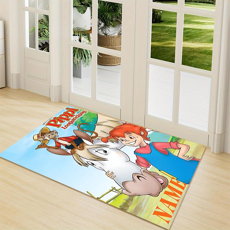 Custom Name Pippi Horse Adventure Carpet Rug Customizable Soft Washable Anti-Slip Home Living Room Sofa Mats Personalized Rug. 0909326
