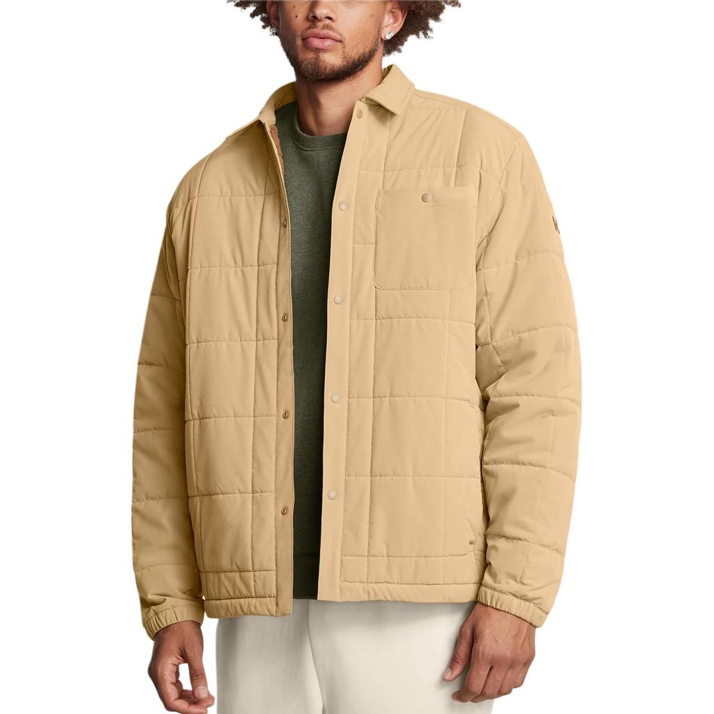 Under Armour Expanse Storm Quilted Vintage Breathable Waterproof Loose Solid Color Outdoor Casual Sports Polo Shirt Jacket Men Jacket 1387030-263