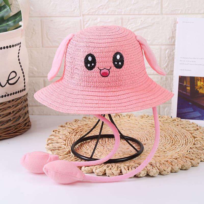 New Children's Sun Hat Summer Ear Moving Hat Airbag Rabbit Hat Sun Protection Straw Hat Tourist Attractions