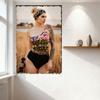 Sexy Blonde Bun Woman In Flag Camo Swimsuit Tin Sign, Vintage Metal Poster for Home Bar Pub Wall Decor, 8x12 Inch