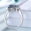 S925 Sterling Silver Water Drop Sapphire Ring, Full Diamond, European & American Style, High-End Luxury and Fashionable for Women