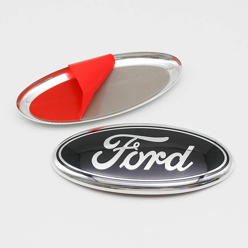HFVS5 Car Front Grill Badges Logo Sticker Rear Trunk Emblem Lid Covers For Ford Ecosport Mustang Kuga Fiesta Fusion Focus 2 3 4 Mondeo