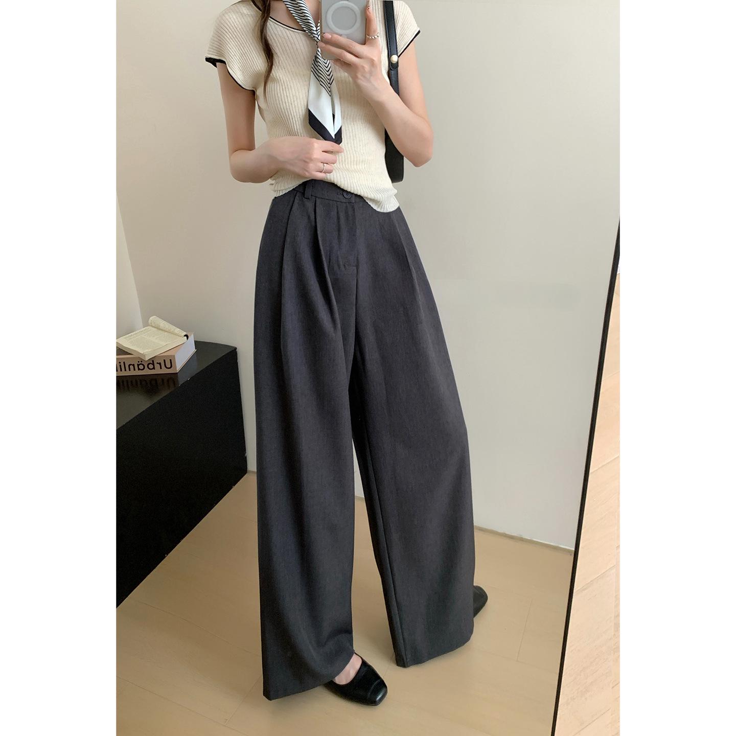 Korean Style 2026 Spring/Summer Women s Elastic Waist Suit Trousers: Casual & Stylish XL