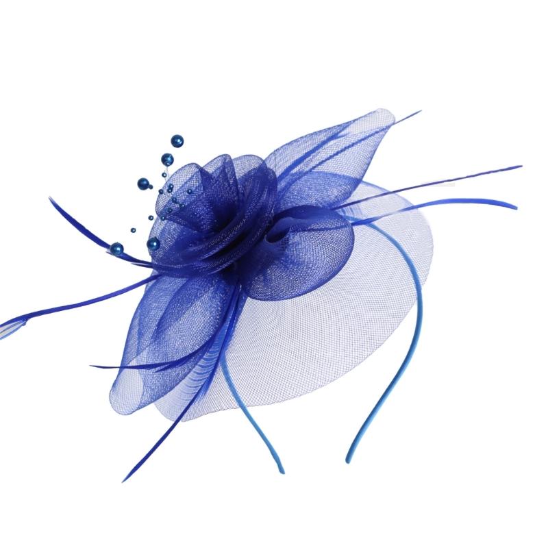 Gefiederte Tüllblumen-Fascinator-Haarreif mit Haarclip Braut-Kopfschmuck für Derby-Veranstaltung Maskenball Kostümparty